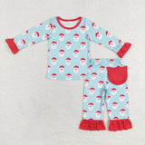 GLP1277 Christmas Santa blue girls pajamas