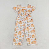 SR1880 Short sleeves pumpkin jumpsuit