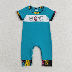 Short sleeves patchwork baby boy Halloween romper