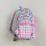 BA0217--floral and pink plaid backpack 10*13.9*4 inches