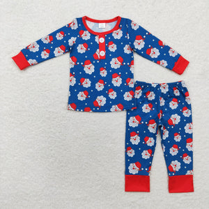 BLP0551 Christmas Santa long sleeve bamboo boy pajamas