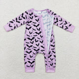 LR1097 long sleeve Halloween bat bamboo purple sleeper