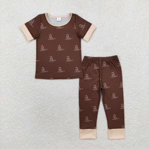 BSPO0442 short sleeve BAMBOO  mallard duck brown boy pajamas