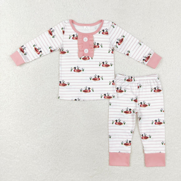 long sleeve Mallard duck pink pajamas outfits