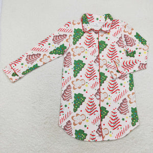 GT0622 Christmas tree cake adult girls pajamas