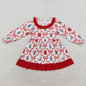 GLD0523 long sleeves Christmas tree girls dress