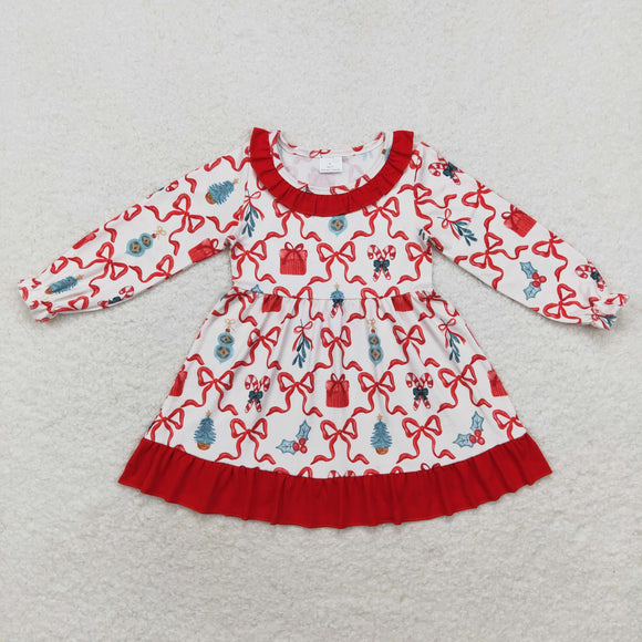 GLD0523 long sleeves Christmas tree girls dress