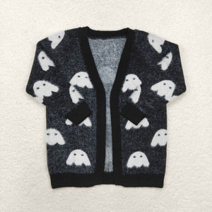 GT0649 Long sleeves Halloween ghost black cardigan