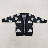 GT0649 Long sleeves Halloween ghost black cardigan