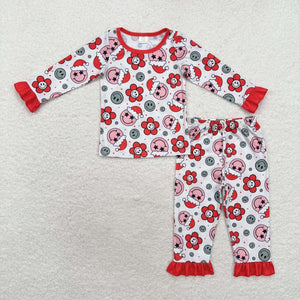 GLP1272 Christmas smile red bamboo girls pajamas