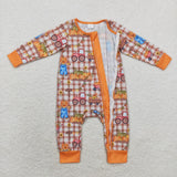 LR1046  long sleeves Bamboo Halloween plaid  zip sleeper