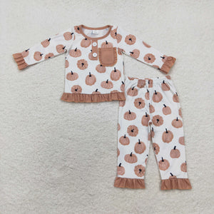 GLP1402 Halloween long sleeve bamboo pumpkin girls pajamas