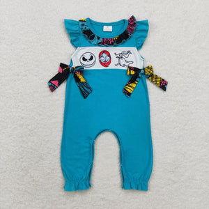 Flutter sleeves patchwork baby girl Halloween romper