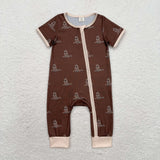 SR1898  short sleeves mallard bamboo brown zip sleeper