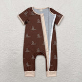 SR1898  short sleeves mallard bamboo brown zip sleeper