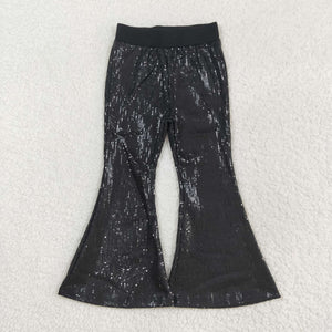 P0495--new style black Sequin flare pants