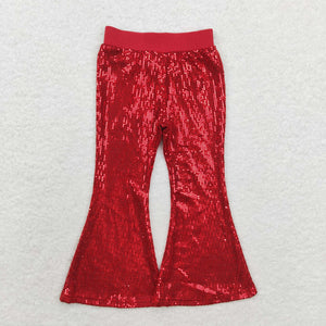 P0497--new style red Sequin flare pants