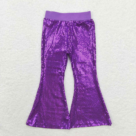 P0500--new style  purple Sequin flare pants