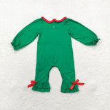 LR1119 long sleeve Christmas embroidery tree girl romper