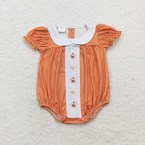 SR1879  short sleeves embroidery pumpkin orange bubble