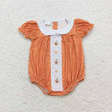 SR1879  short sleeves embroidery pumpkin orange bubble