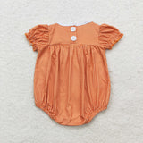 SR1879  short sleeves embroidery pumpkin orange bubble