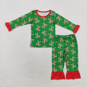 GLP1387 long sleeve bamboo Candy cane girls pajamas