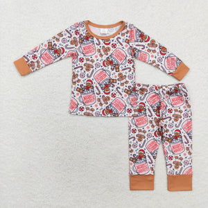 BLP0676-- long sleeve Christmas bamboo gingerbread pajamas