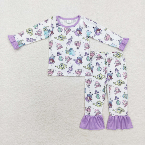 GLP1424 long sleeve BAMBOO cartoon purple girls outfits