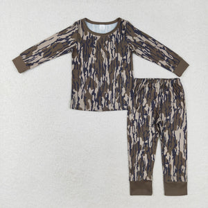 BLP0707 long sleeve hunting camo green boys pajamas