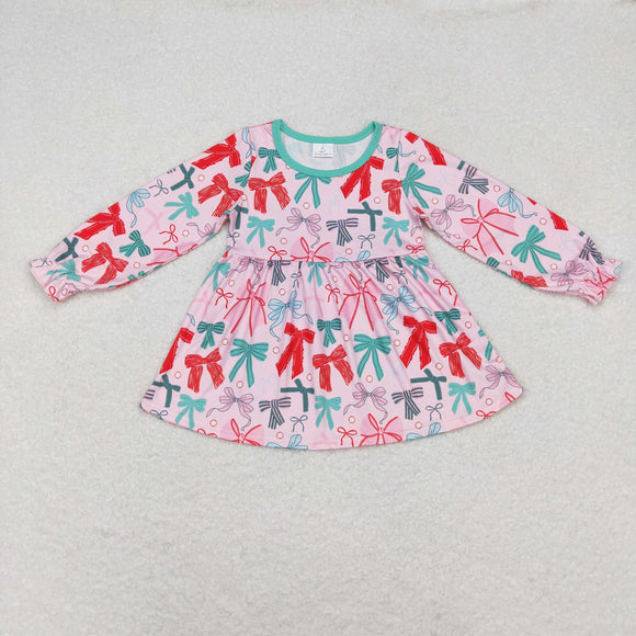 GT0721  long sleeve bow pink girls top