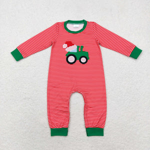 LR1401 long sleeve embroidery Christmas tractor baby romper