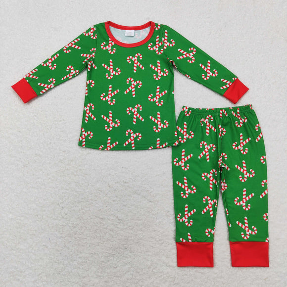 BLP0599 long sleeve Christmas BAMBOO Candy cane boy pajamas