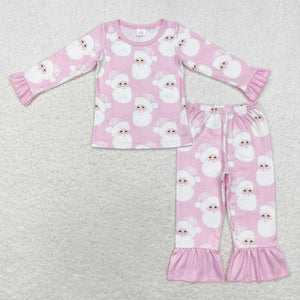 GLP1534 baby girls pink santa bamboo pajamas