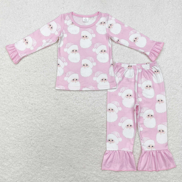 GLP1534 baby girls pink santa bamboo pajamas