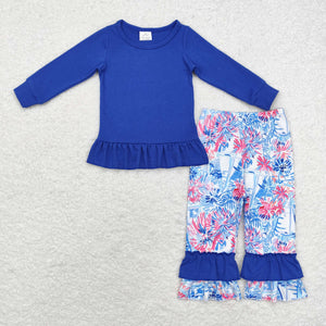 GLP1459 long sleeve cotton floral girls outfits