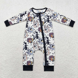 LR1173   long sleeve cartoon bamboo dog black sleeper