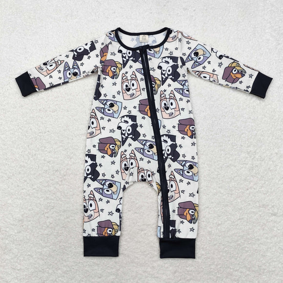 LR1173   long sleeve cartoon bamboo dog black sleeper