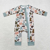 LR1387 Baby boys bamboo camo zipper romper