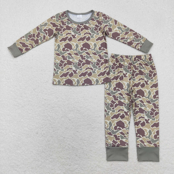 BLP0706 long sleeve bamboo camo green boys pajamas