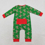 LR1237  long sleeve Christmas bamboo Candy cane boy sleeper