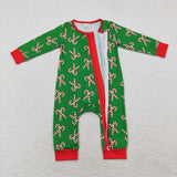 LR1237  long sleeve Christmas bamboo Candy cane boy sleeper