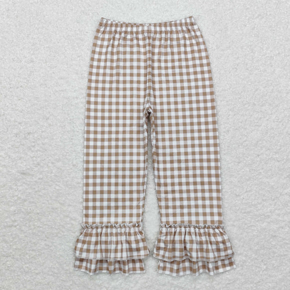 P0607 plaid ruffel pants