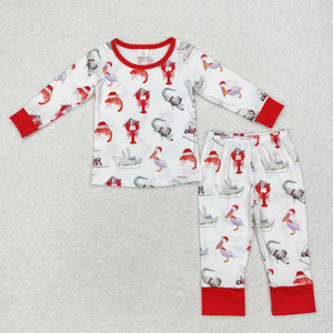 BLP0674- long sleeve Christmas  Crawfish and duck bamboo pajamas