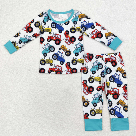 BLP0735 long sleeve tractor bamboo girls pajamas