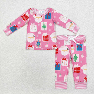 GLP1581  long sleeve Christmas Santa pink bamboo pajamas