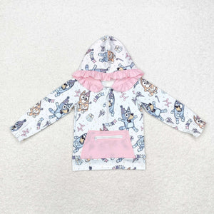 GT0634-- long sleeve birthday cartoon dog pink hoodie