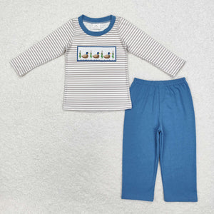 BLP0456---- long sleeve embroidery duck boys pajamas