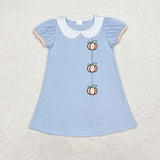 Halloween embroidery pumpkin blue clothing