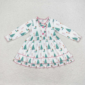 GLD0622  Christmas tree green girls dress